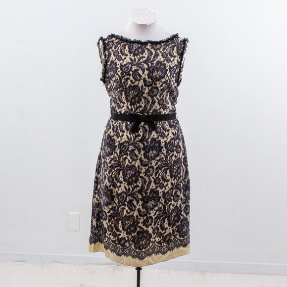 Moschino L Silk Reversible Lace Print Midi Dress - Picture 2 of 16